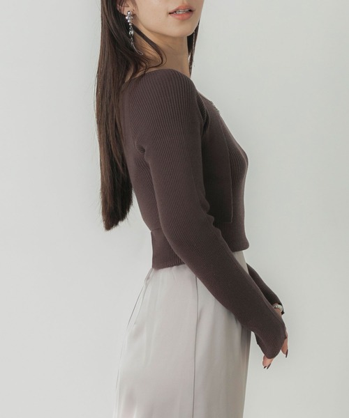 「Elishe」 長袖ニット FREE グレー レディース_画像8