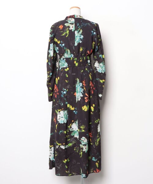 「Ezick」 花柄長袖ワンピース FREE ブラック レディース_画像2