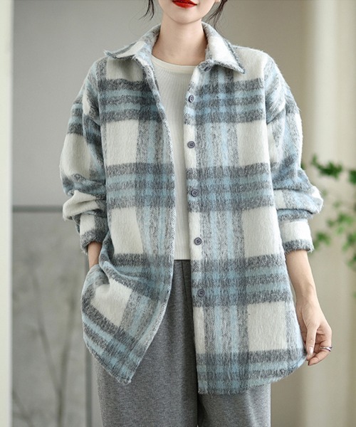 コート アウター チェック柄シャツジャケット レディース : ZOZOTOWN