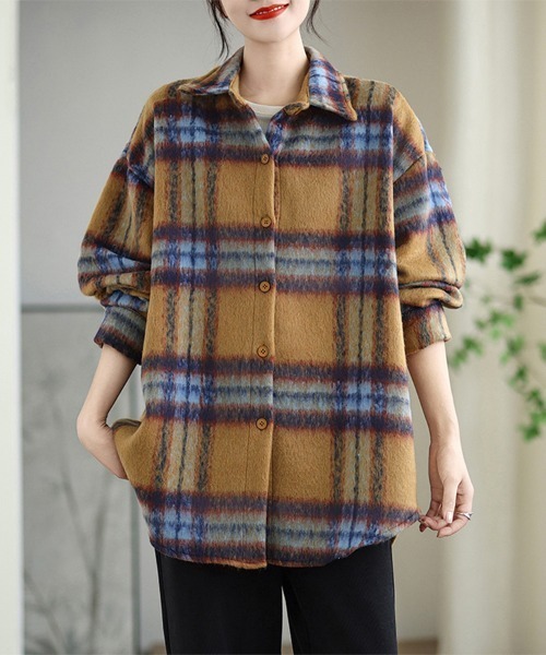 コート アウター チェック柄シャツジャケット レディース : ZOZOTOWN