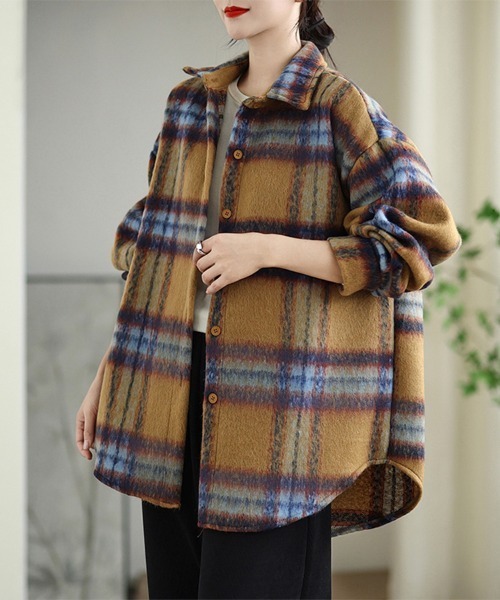 コート アウター チェック柄シャツジャケット レディース : ZOZOTOWN