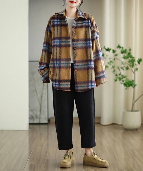 コート アウター チェック柄シャツジャケット レディース : ZOZOTOWN