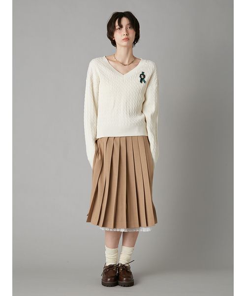 LILY BROWN（リリーブラウン） スカート ベルト付きレースプリーツ