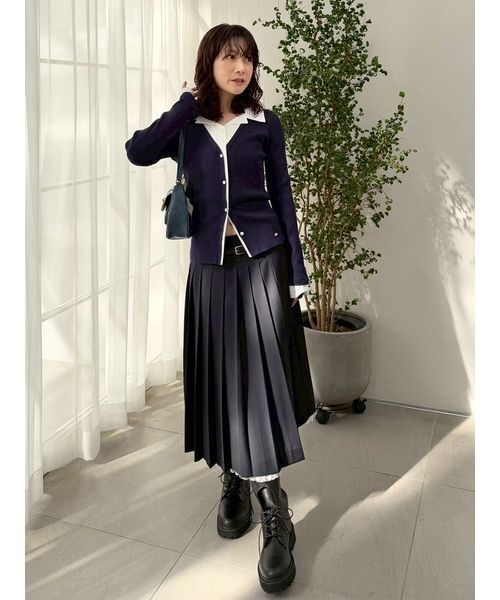 TORY BURCH ポプリンネイビープリーツスカート ベルト付き ハイツイストポプリン プリーツスカート(スカート)｜EPOCA(エポカ)の