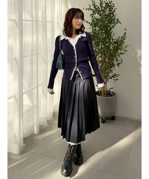 LILY BROWN（リリーブラウン） スカート ベルト付きレースプリーツ