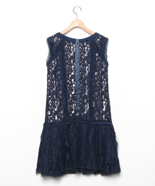 「LANVIN en Bleu」 ノースリーブワンピース 38 ネイビー レディースの画像