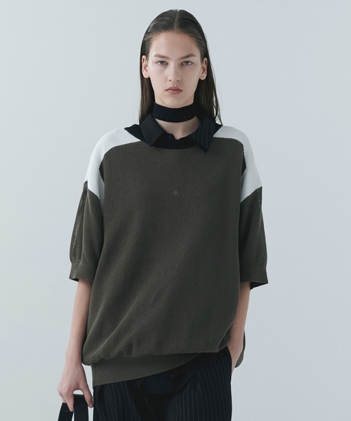 CULLNI半袖サマーセーターニット サイズ1 CULLNI（クルニ） サマーニット セーター ニット Airy Mesh Contrast