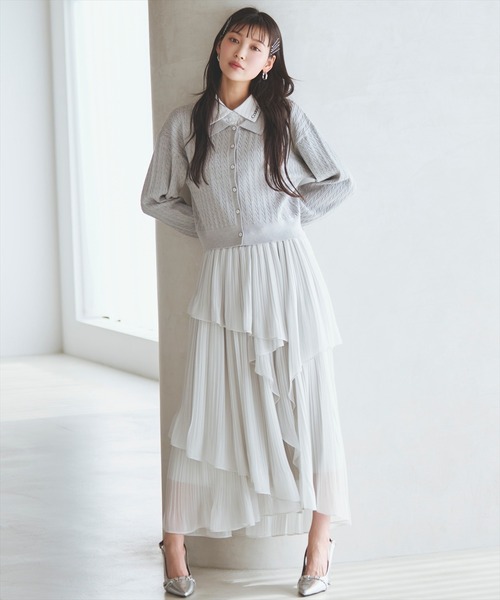 AND COUTURE ティアードプリーツスカート AND COUTURE（アンドクチュール） ロング スカート ティアードプリーツ