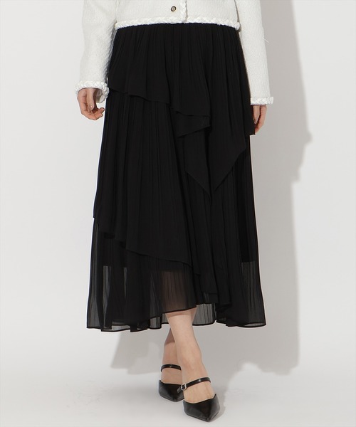 フリルティアードプリーツスカートANDREA&CO チュールスカート AND COUTURE（アンドクチュール） スカート ティアードプリーツ
