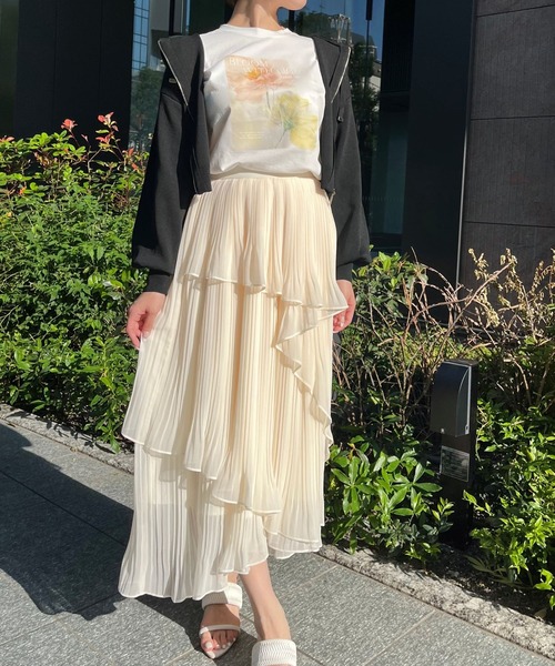 AND COUTURE ティアードプリーツスカート AND COUTURE（アンドクチュール） ロング スカート ティアードプリーツ