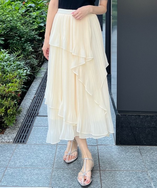 AND COUTURE ティアードプリーツスカート AND COUTURE（アンドクチュール） ロング スカート ティアードプリーツ