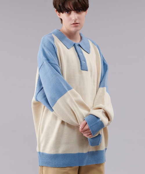 「ONCILY」 長袖ニット LARGE ネイビー メンズ_画像2