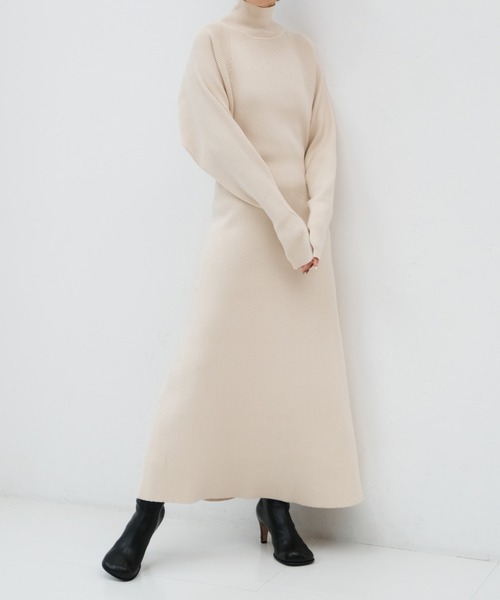 ニットワンピース akte ワンピース AKTE アクテ の ワイドリブIラインニットワンピース ワンピース