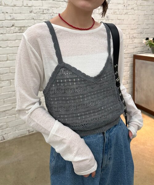 6 B&Y 23SS LILY YARN 透かし編みニットキャミソール Discoat（ディスコート） ニット セーター 「umm.」透かし編みニット