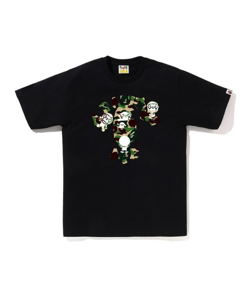 A BATHING APE アベイシングエイプ ABC CAMO BIG BABY MILO TEE クルーネック半袖Tシャツカットソー レディース ブラック/ブルー 002TEL202001L A BATHING APE（アベイシングエイプ） tシャツ ABC CAMO COLLEGE MILO