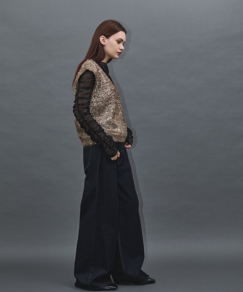 「Shelly island」 ニットベスト FREE シルバー レディース_画像9