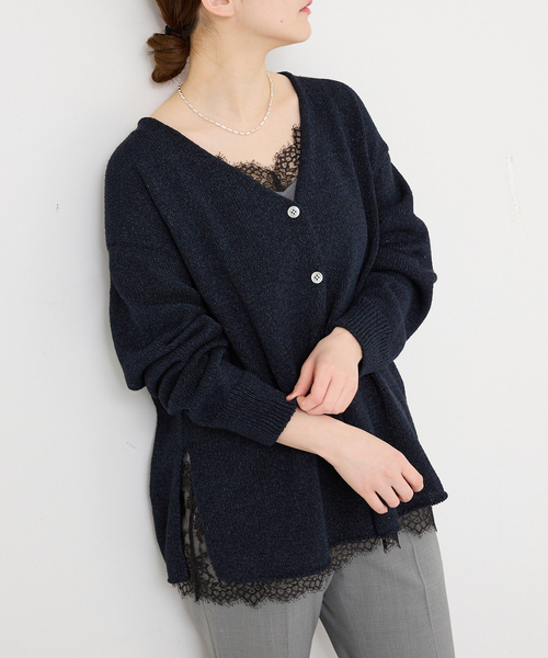 IENA（イエナ） カーディガン ミックスヤーン 2WAY Vカーディガン