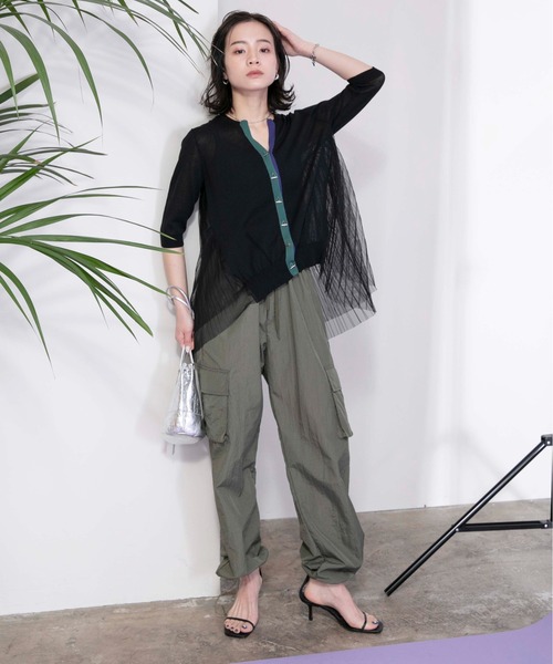 「Eimee Law」 7分袖ニットカーディガン 38 グリーン レディースの画像