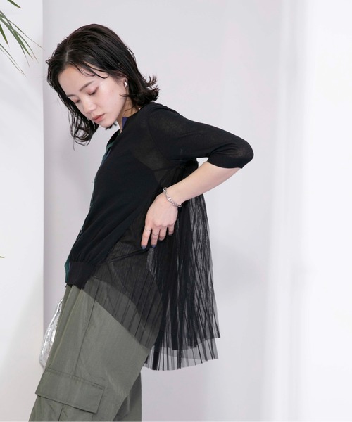 「Eimee Law」 7分袖ニットカーディガン 38 グリーン レディースの画像