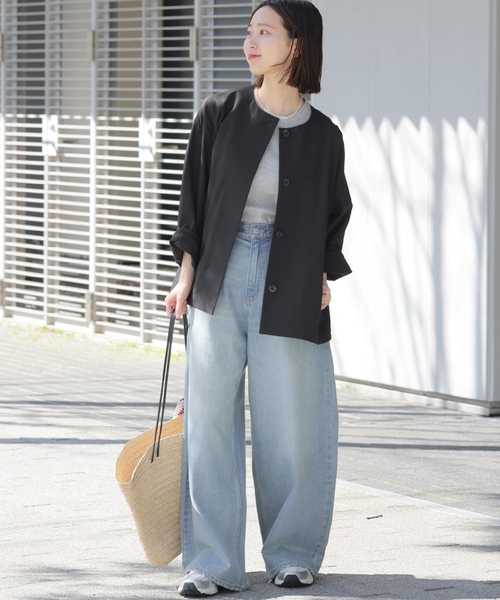 「JOURNAL STANDARD relume」 ノーカラージャケット FREE ベージュ レディースの画像