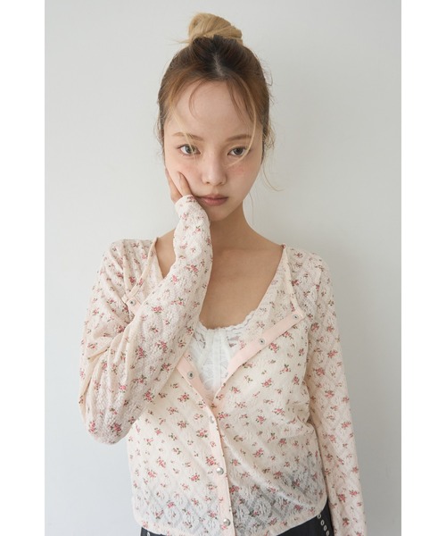 Smyeon カーディガン Flower print sheer cardigan/花柄シアー