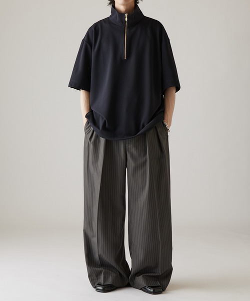 tシャツ ジョーゼットハーフジップ半袖Tシャツ メンズの画像