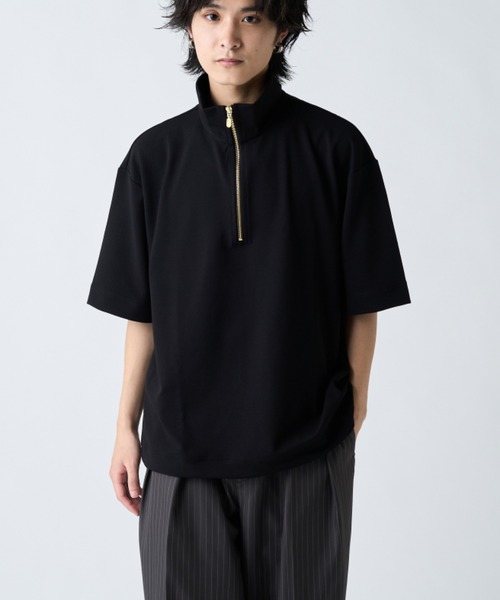 Lui's（ルイス） tシャツ ジョーゼットハーフジップ半袖Tシャツ メンズ