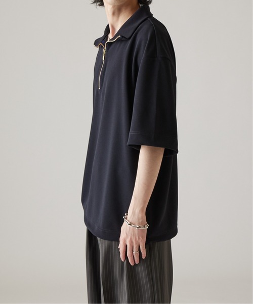 tシャツ ジョーゼットハーフジップ半袖Tシャツ メンズの画像