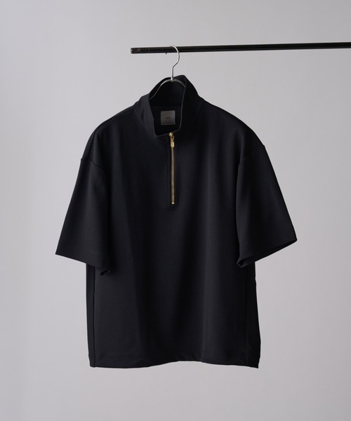 tシャツ ジョーゼットハーフジップ半袖Tシャツ メンズの画像