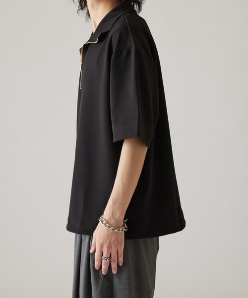 tシャツ ジョーゼットハーフジップ半袖Tシャツ メンズの画像