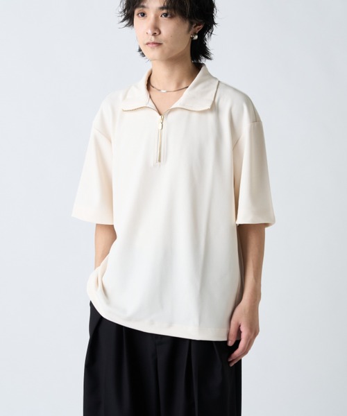 Louis@プロフ必読 ページ Lui's（ルイス） tシャツ ジョーゼットハーフジップ半袖Tシャツ メンズ