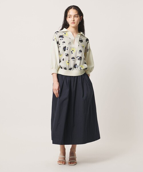 美品 UNITED ARROWS ユナイテッドアローズ シャツ ブラウス ネイビー 紺 FREE トップス カジュアルシャツ 長袖 フェザーヤーン チュール スナップボタン ポリエステル 23年秋冬 ブランド 大人女子 【レディース】【中古】 BEAUTY&YOUTH UNITED ARROWS - 【NAVY】【FREE】サテンシャツブラウス