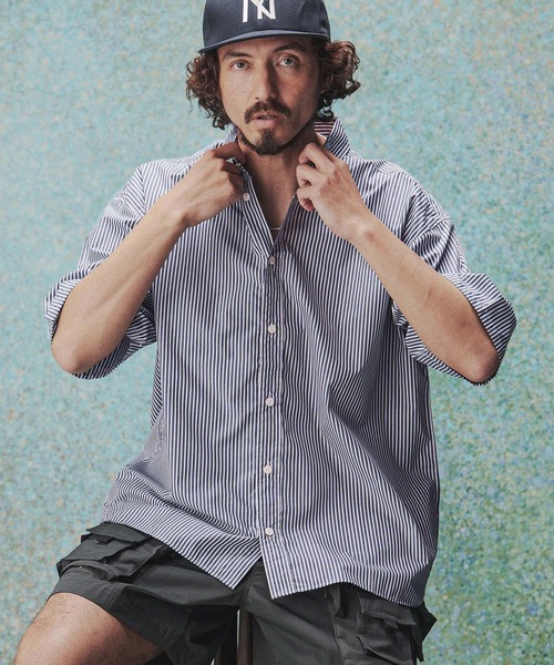 THEOREM シャツ 半袖 mhs2632- High Tech Stripe HS Shirt ストライプ