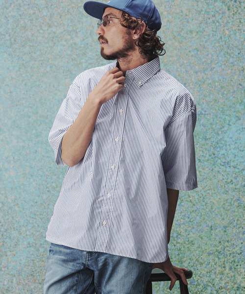 THEOREM シャツ 半袖 mhs2632- High Tech Stripe HS Shirt ストライプ