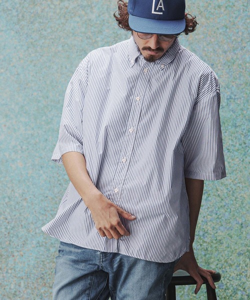 THEOREM シャツ 半袖 mhs2632- High Tech Stripe HS Shirt ストライプ