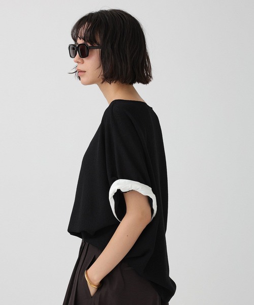 tシャツ ワッフルロールアップTEE レディースの画像