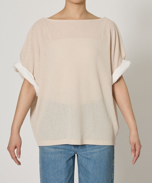 tシャツ ワッフルロールアップTEE レディースの画像