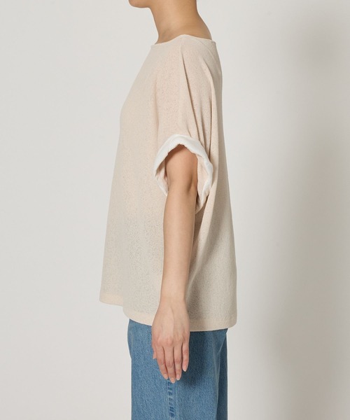 tシャツ ワッフルロールアップTEE レディースの画像