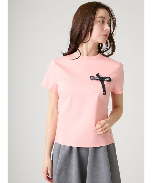 CELFORD（セルフォード） tシャツ ロゴ刺繍リボン付きカットソー
