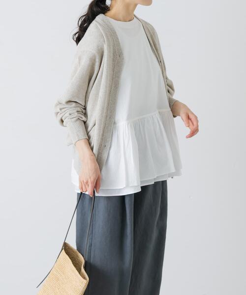 かぐれ tシャツ 裾フリルノースリーブインナーカットソー レディース 