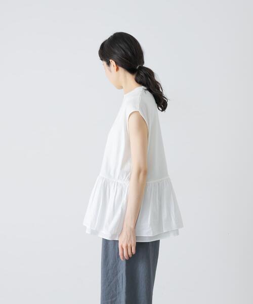 かぐれ tシャツ 裾フリルノースリーブインナーカットソー レディース 