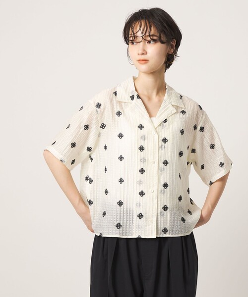 CITEN（シテン） ブラウス シャツ 半袖 「CITEN」フラワーシシュウ