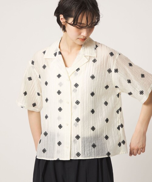 CITEN（シテン） ブラウス シャツ 半袖 「CITEN」フラワーシシュウ 