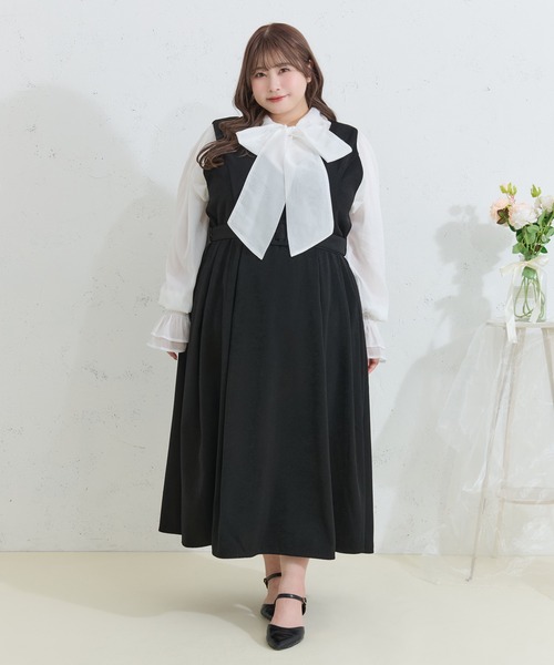 「Louiosy」 ノースリーブワンピース 4L アイボリー レディース_画像3