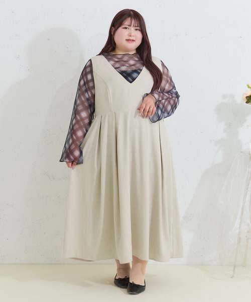 「Louiosy」 ノースリーブワンピース 4L アイボリー レディース_画像4