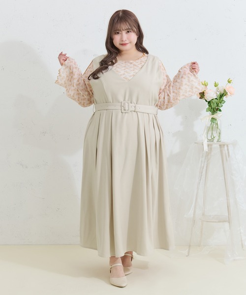 「Louiosy」 ノースリーブワンピース 4L アイボリー レディース_画像6
