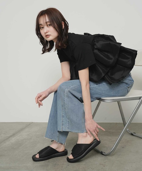 「Bulue.」 フラットサンダル 39 ブラック レディース_画像6