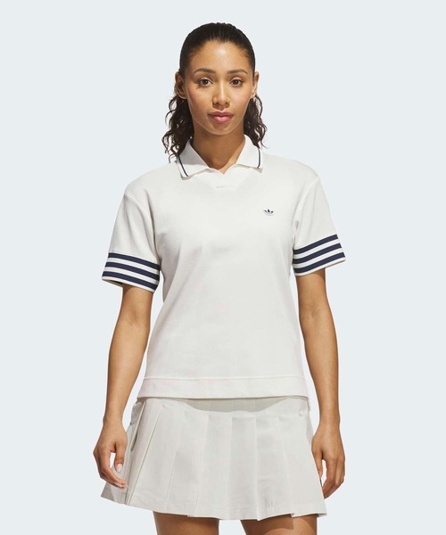 極美品✨アディダス 半袖ポロシャツ スリーストライプス 胸ポケット 白 100% adidas（アディダス） ポロシャツ ポロ オリジナルス スリーストライプ