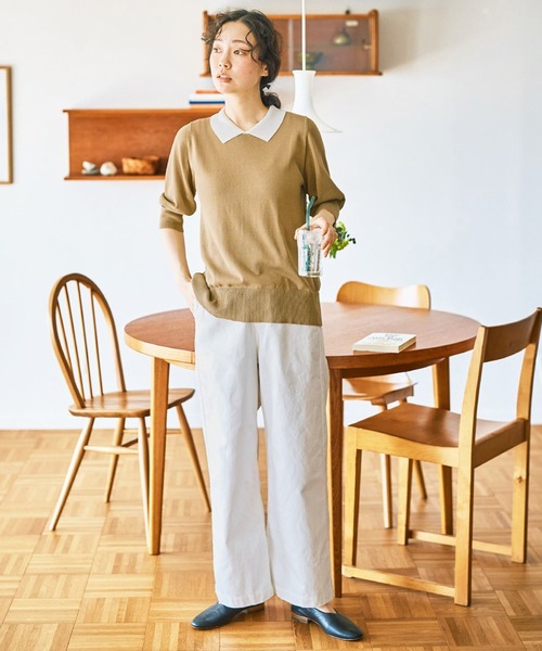「and myera」 7分袖ニット LL グレー レディース_画像3