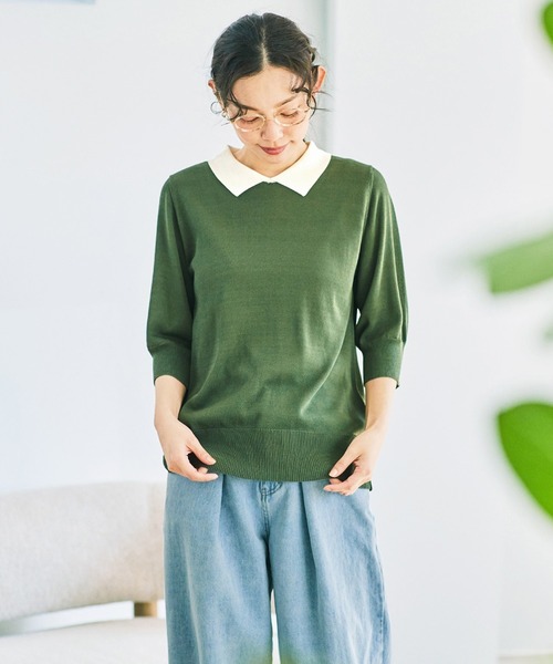 「and myera」 7分袖ニット LL グレー レディース_画像8
